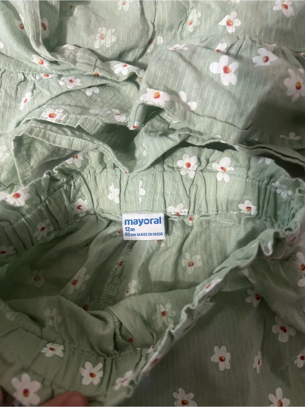 Mayoral Sage Green Floral Jumpsuit Set with Tie Front